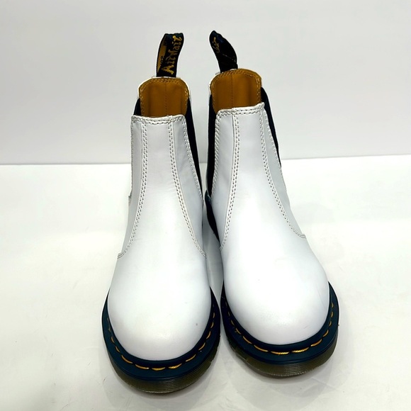 Dr. Martens White Slip On Chelsea Chunky Combat Smooth Leather Round Toe Boots - Picture 5 of 14